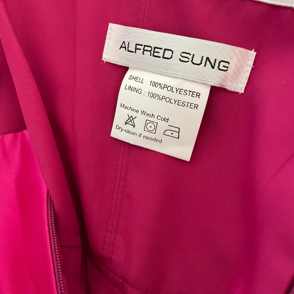 ALFRED SUNG Sateen Strapless Pleated Front Slit Formal Gown Size 10 NWT - Picture 4 of 6